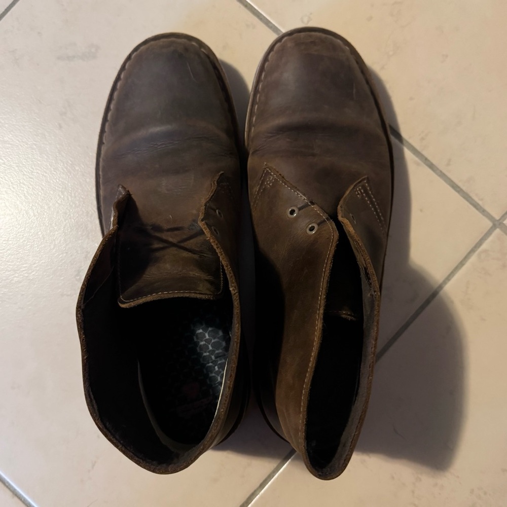 Clarks 15522 Brown Leather Casual Desert Chukka Ankle Boots Mens 9.5 No Laces